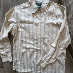 Ralph Lauren Men's Beige Striped Button Down Shirt